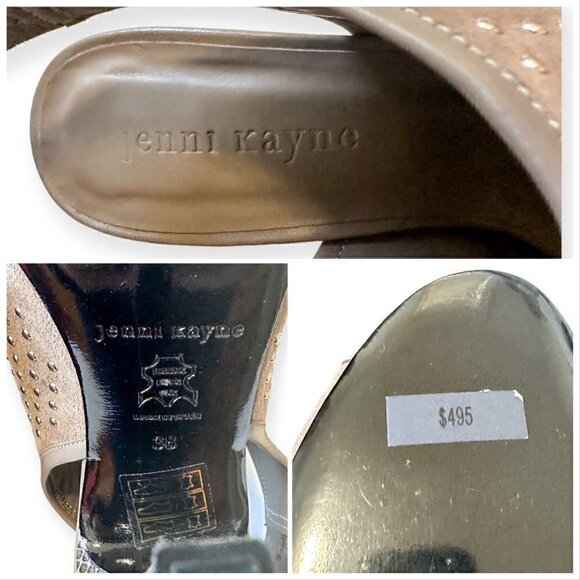 Jenni Kayne Gauntlet Studded Suede Slingback Sandals, Taupe, Size 38EU, New in B - Picture 11 of 15